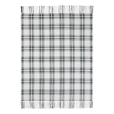 Harper Plaid Green White Woven Throw 50
